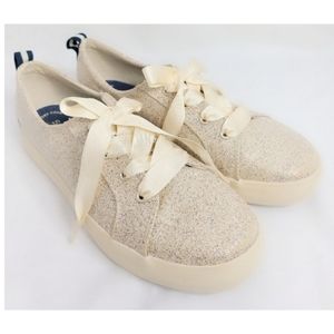 Sperry Crest Vibe Sparkle Satin Ribbon Sneakers Size 7